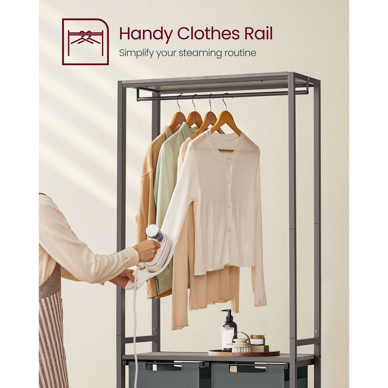 Vasagle Laundry Sorter with Hanging Bar and Shelf Grey