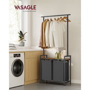 Vasagle Laundry Sorter with Hanging Bar, Brown & Black
