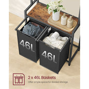 Vasagle Laundry Sorter with Hanging Bar, Brown & Black