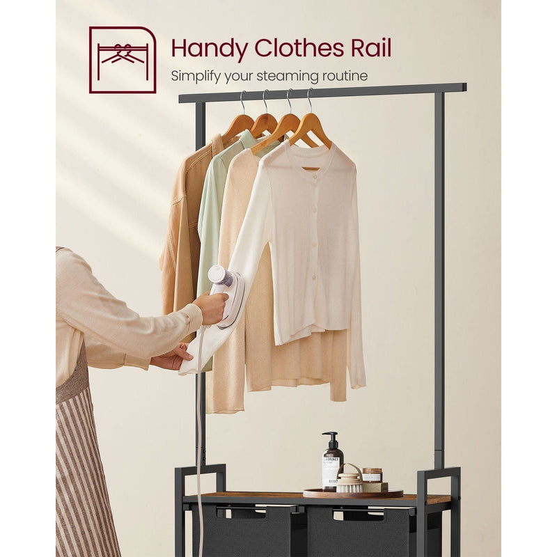 Vasagle Laundry Sorter with Hanging Bar, Brown & Black
