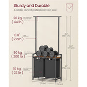 Vasagle Laundry Sorter with Hanging Bar, Brown & Black