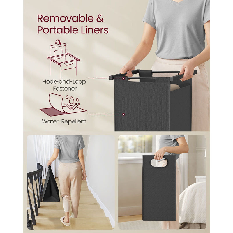 Vasagle Laundry Sorter with Hanging Bar, Brown & Black