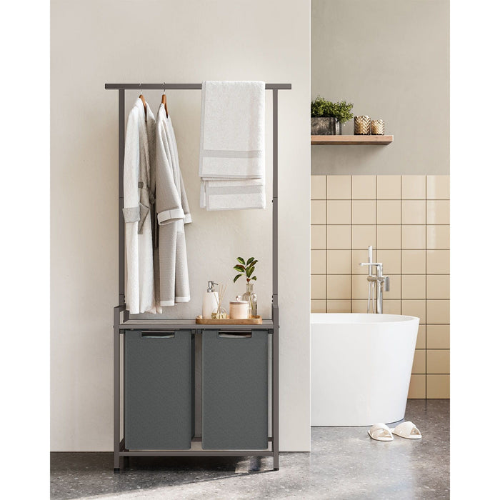 Vasagle Laundry Sorter with Hanging Bar, Greige & Grey