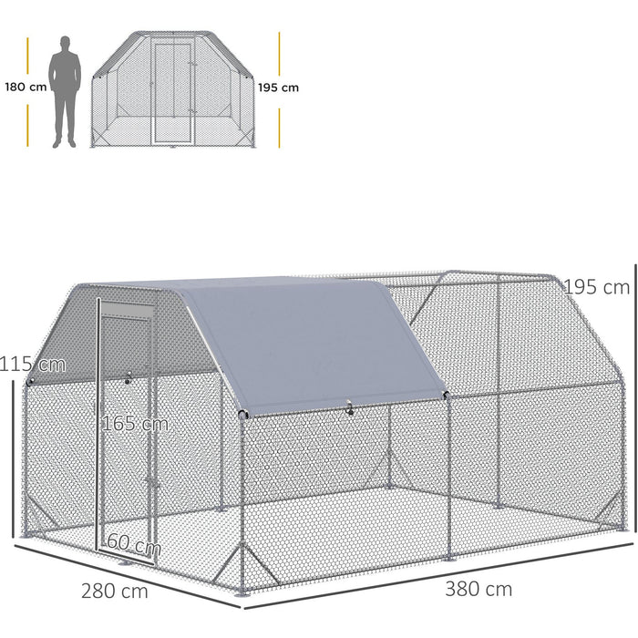 PawHut Large Chicken Coop with Roof - 380x280x195cm