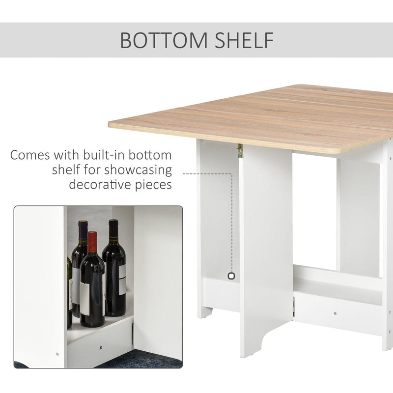 Foldable Drop-Leaf Dining Table, Storage Shelf, Kitchen/Dining