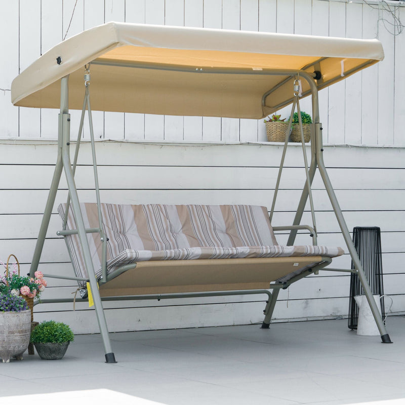 3 Seat Garden Swing Chair With Canopy Outsunny