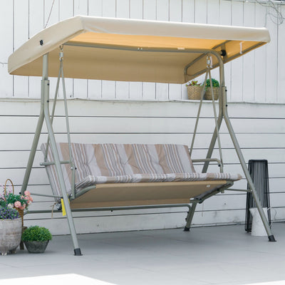 3 Seat Garden Swing Chair With Canopy Outsunny