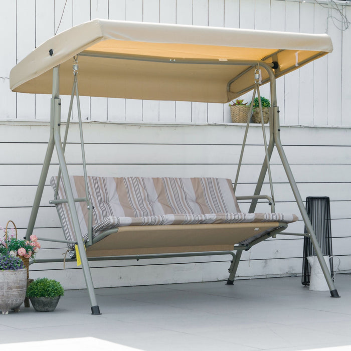 3 Seat Garden Swing Chair With Canopy