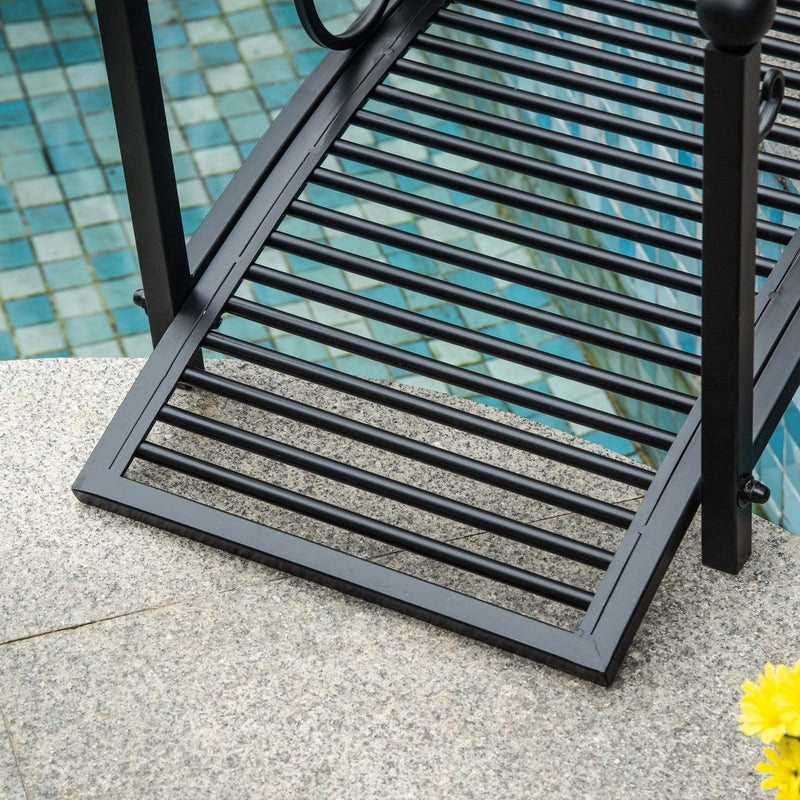 Outsunny 102L x 48W x 49H Classic Metal Garden Bridge with Safety Railings Arc Footbridge Decorative Pond  for Backyard Creek Stream, Black Outsunny