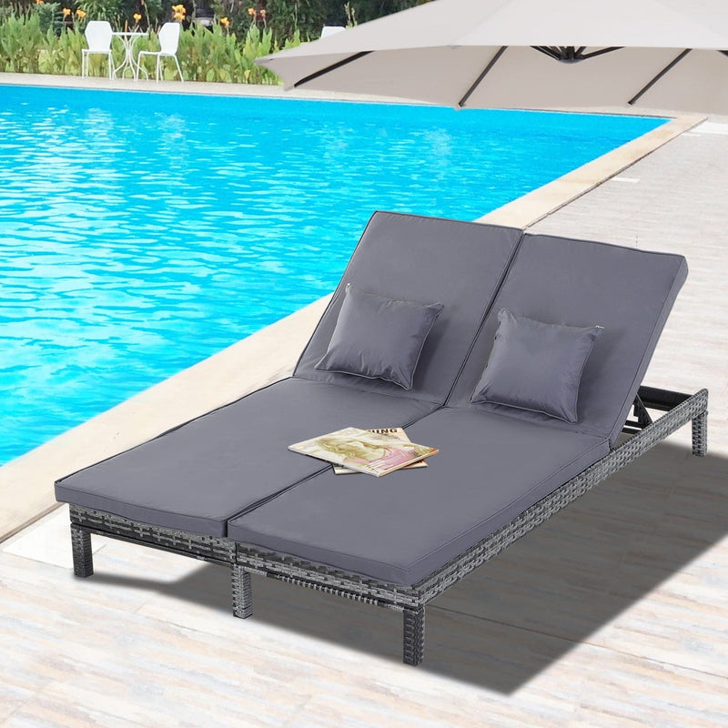 Double Rattan Sun Lounger