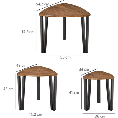 Nesting Coffee Table Set, Multifunctional, Walnut Grain Homcom