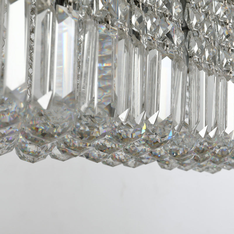 Square Silver Crystal Chandelier, E14 Base