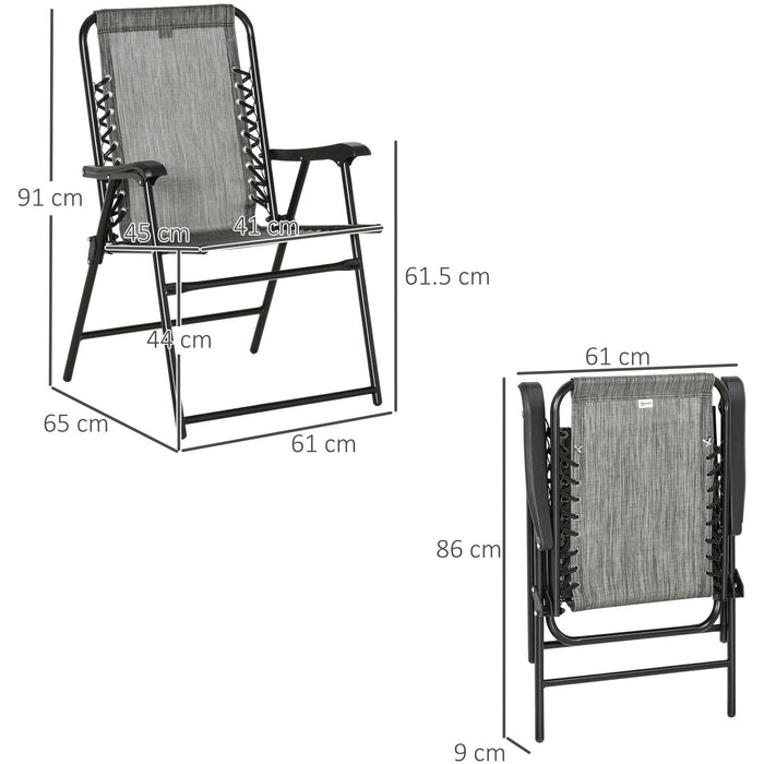 Set of 2 Folding Garden Chairs With Arms, Grey