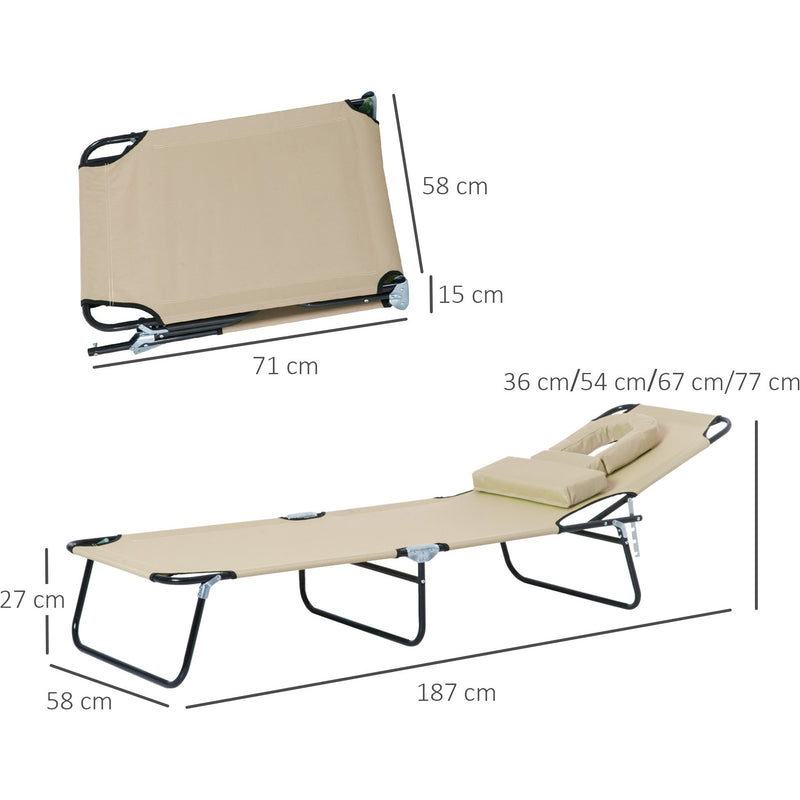 Folding Sun Lounger With Face Hole Outsunny