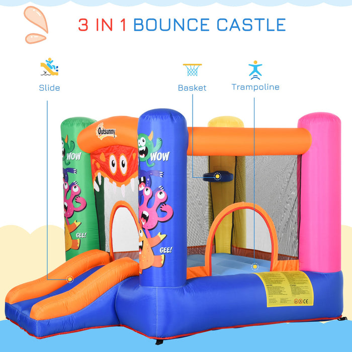 Kids Monster Themed Bouncy Castle With Pump, Age 3-12 Years