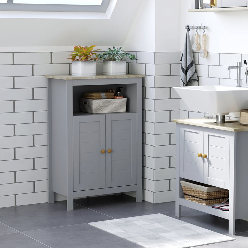 Grey Freestanding Bathroom Cabinet Kleankin