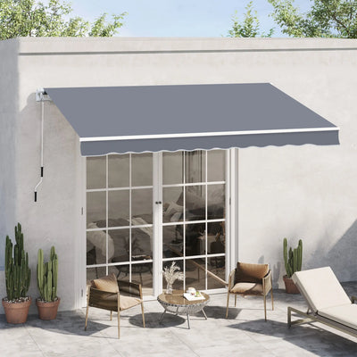 Manual Patio Awning - 4 x 3m Aluminium Retractable Sun Shade Outsunny