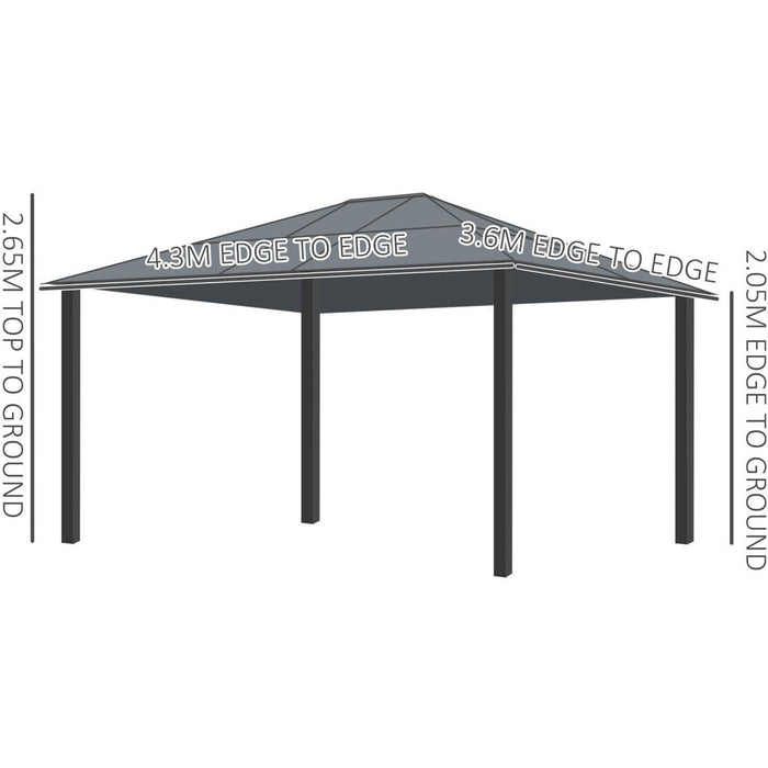 Polycarbonate Hardtop Gazebo, Stylish Garden Pavilion, 4x3.6m