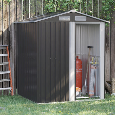 5x4 Metal Garden Shed, Grey Outsunny