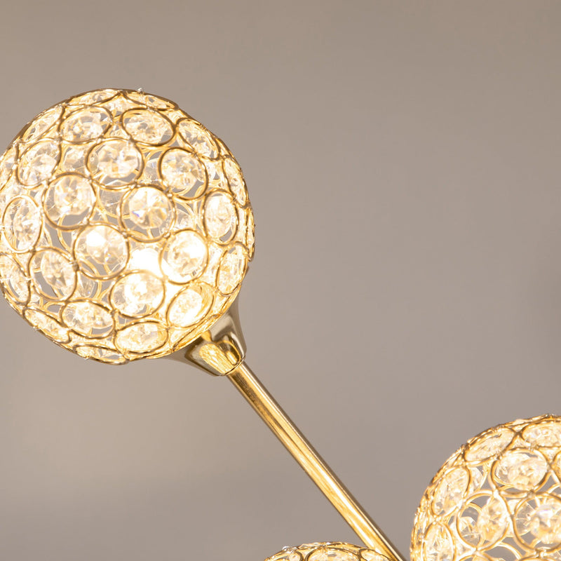 HOMCOM Crystal Floor Lamps for Living Room Bedroom with 5 Light, Modern Upright Standing Lamp, 34x25x156cm, Gold Tone Homcom
