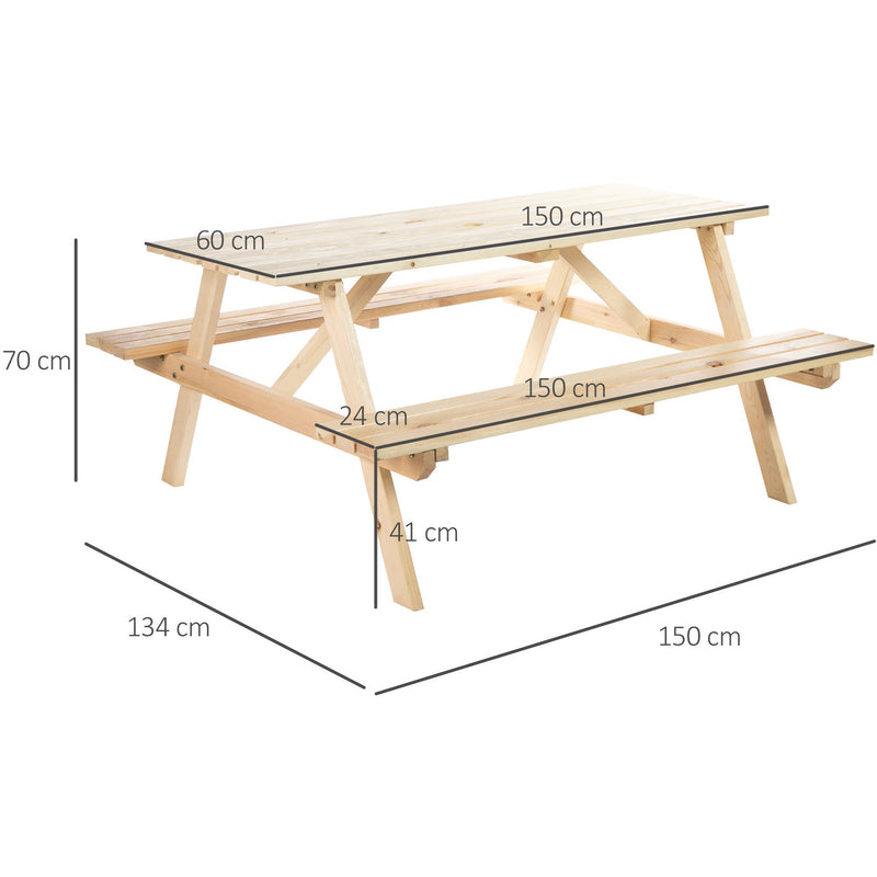 4 Seater Picnic Table with Umbrella Hole