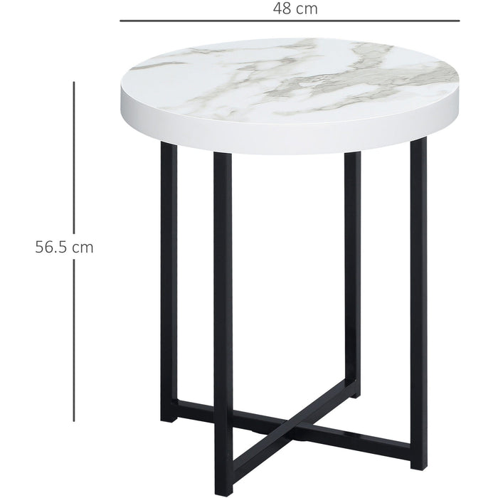 Round Side Table, Metal Legs, White