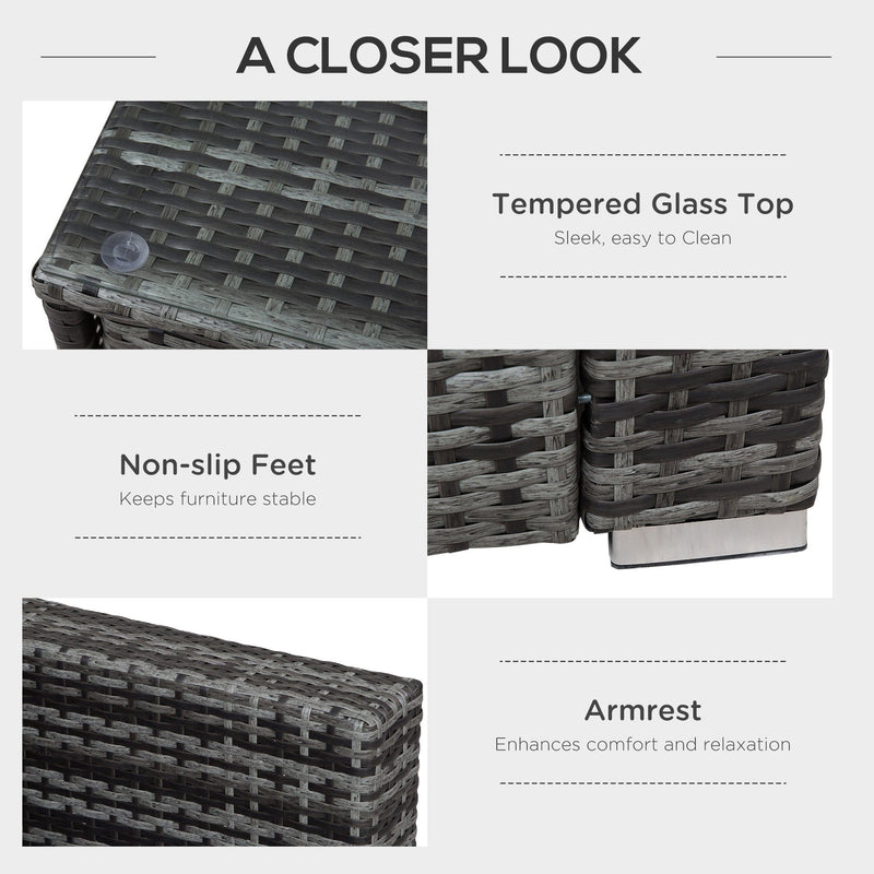 4 Seater Rattan Sofa Set with Storage Table & Cushions