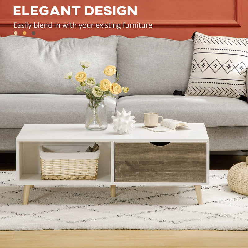 White Rectangular Coffee Table With Storage