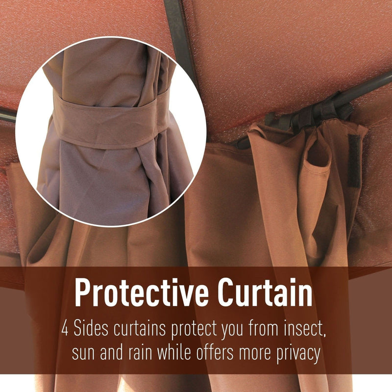 Metal Frame Gazebo With Sidewalls, 3x4m