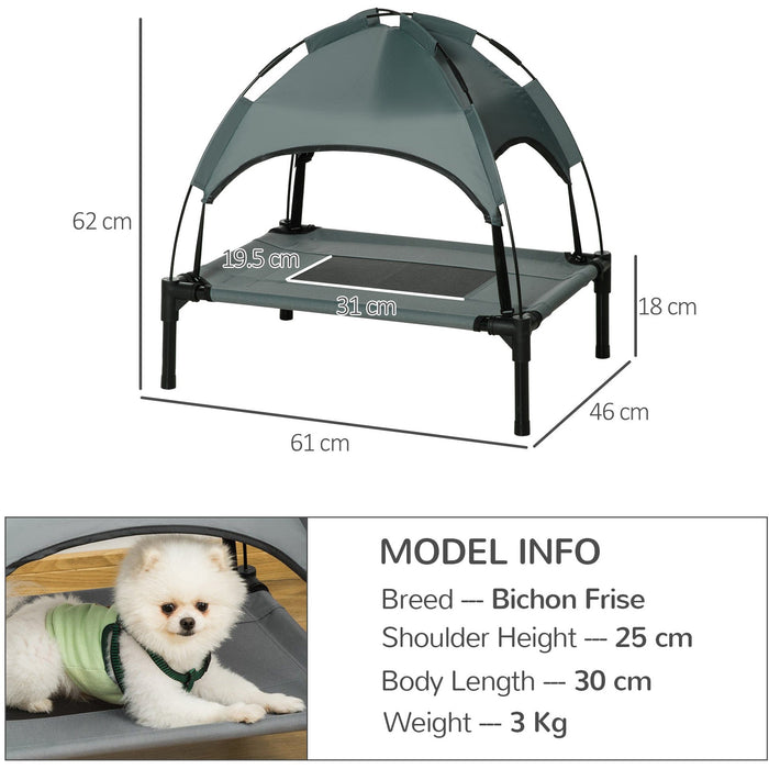 61cm Elavated Pet Bed With Sun Shade Canopy, Grey