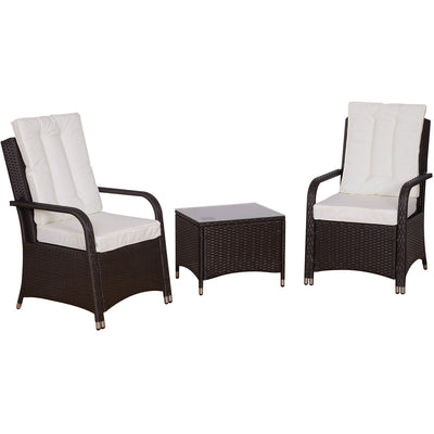 2 Seater Rattan Bistro Set with Cover Outsunny