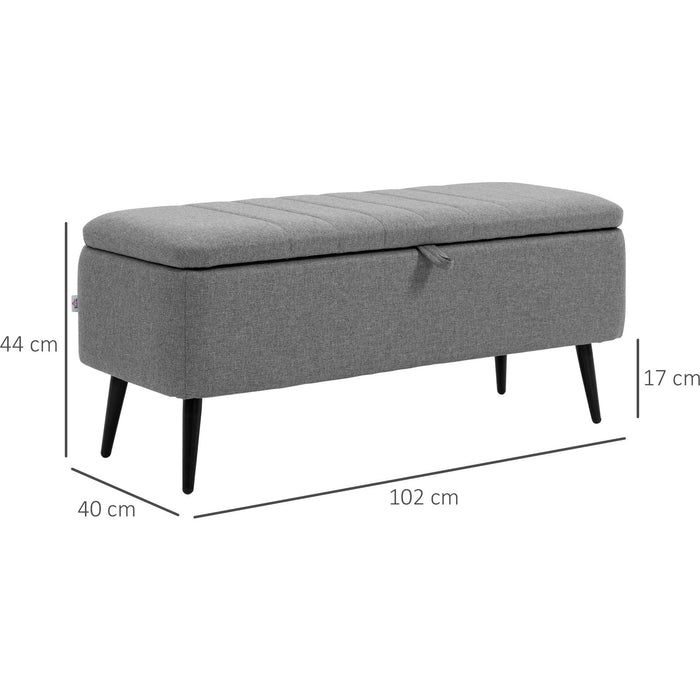 Storage Ottoman, Flip Top, Grey, Steel Legs