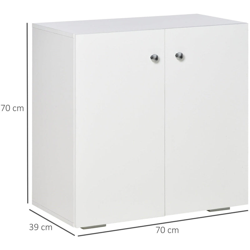 Small Cabinet With Doors, 2 Shelves, 70 x 39 x 70cm, White Homcom
