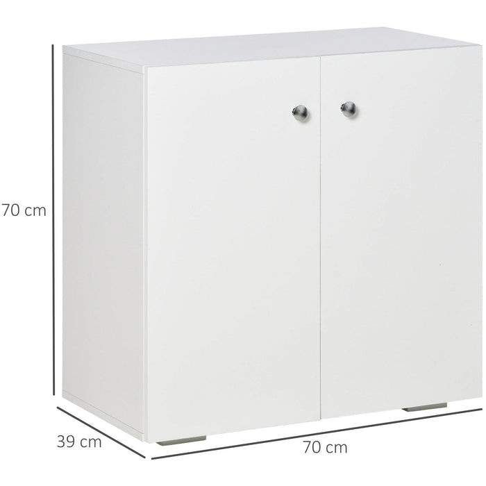 Small Cabinet With Doors, 2 Shelves, 70 x 39 x 70cm, White