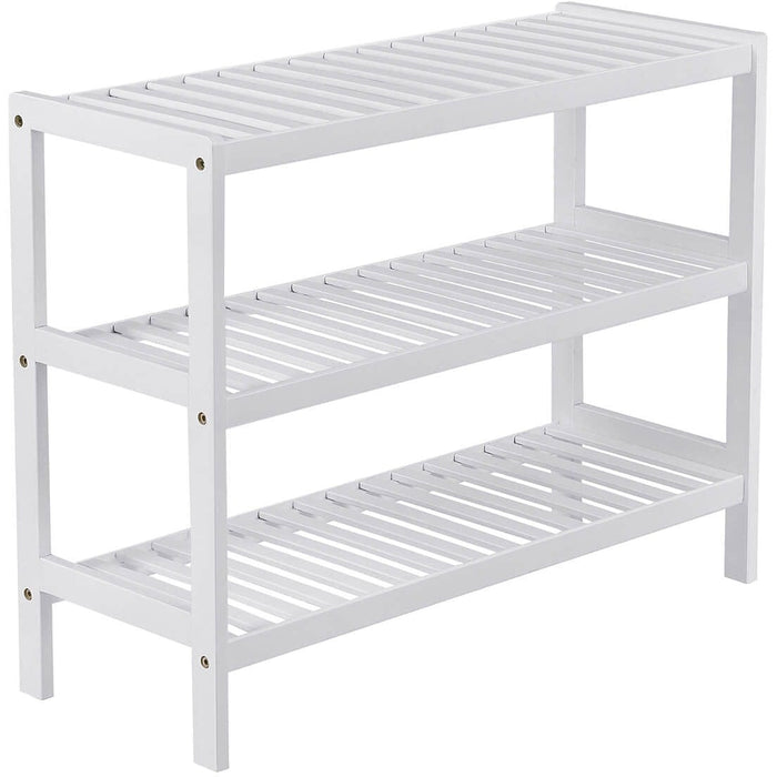 3 Tier White Bamboo Shelf