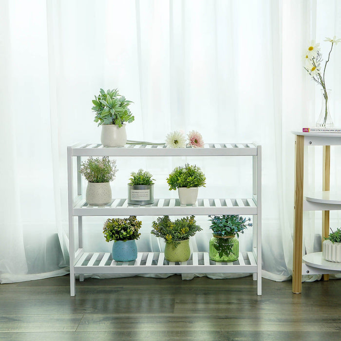 3 Tier White Bamboo Shelf