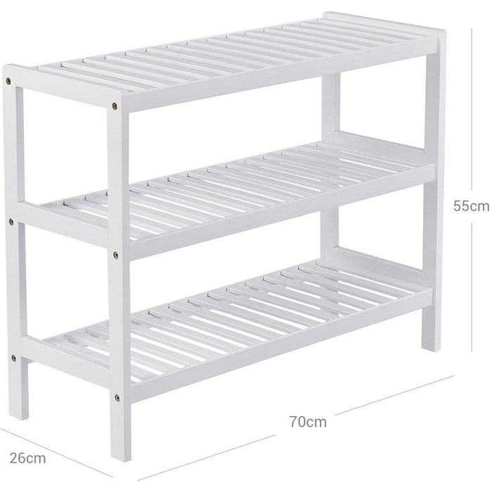 3 Tier White Bamboo Shelf