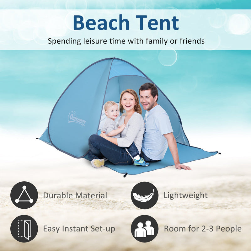 Instant Pop Up Beach Tent for 2-3 Persons, UV 30+ Blue