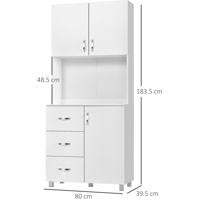 2 Door Kitchen Cabinet With Drawers, White