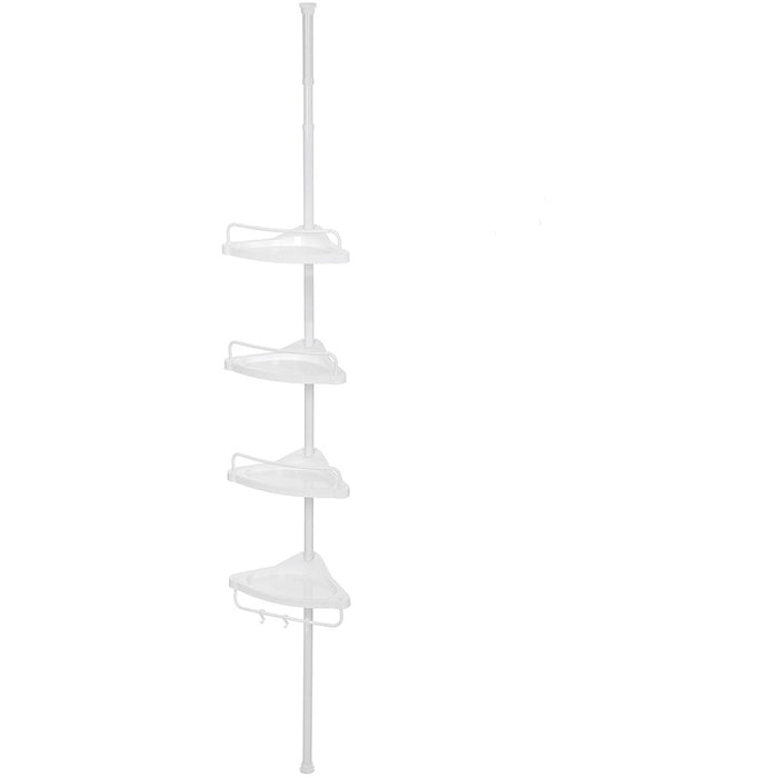 4-Tier Corner Storage Shelf for Bathrooms, White (85 cm - 305cm)