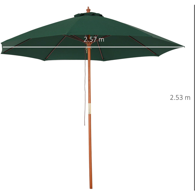 2.5m Wooden Garden Parasol - Top Vent