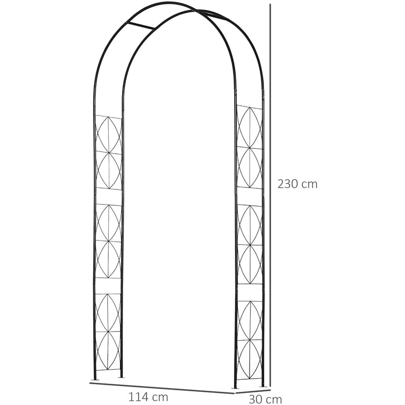 Garden Arch with Trellis for Climbing Plant Support and Tidy Walkways Matte Black Outsunny