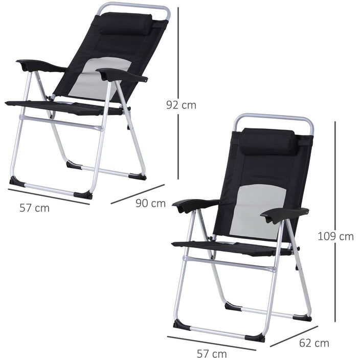 Folding Metal Garden Chair, 3 Reclining Position