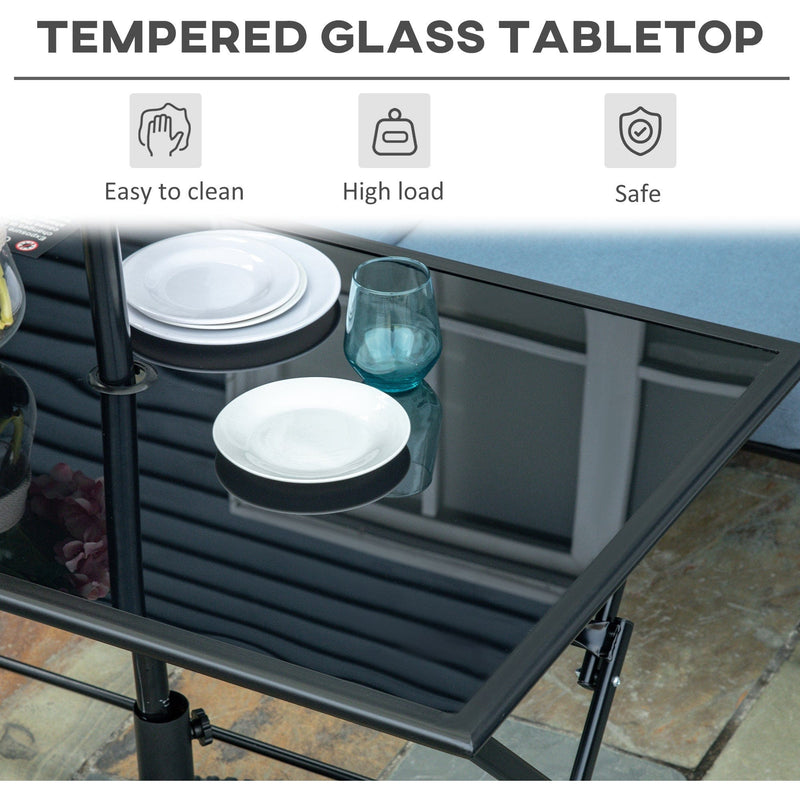 Folding Outdoor Table for 6 with Parasol Hole