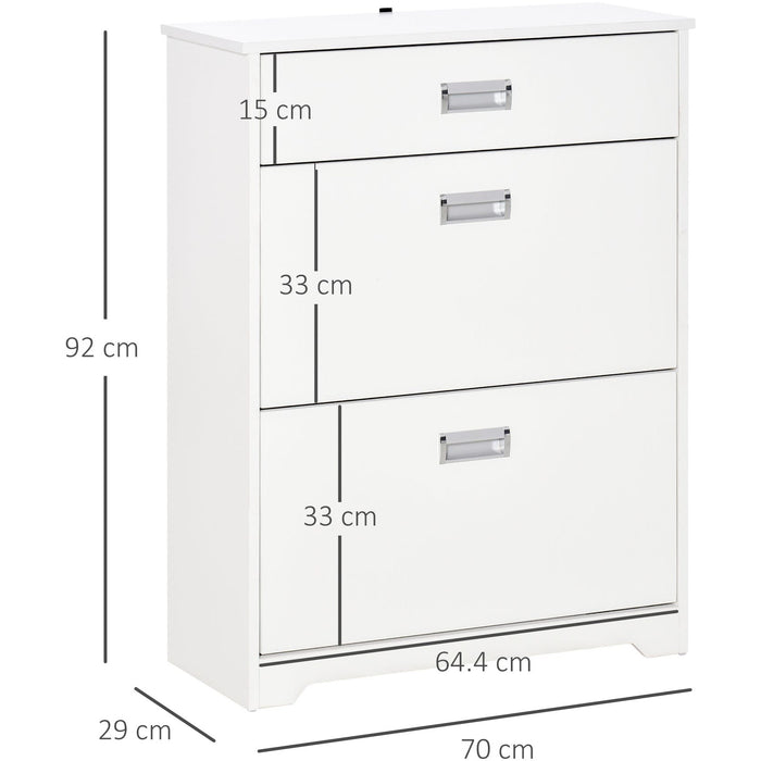 White Narrow Tipping Shoe Cabinet With Drawer