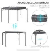 3x3 Metal Pergola With Louvered Roof, Grey Outsunny