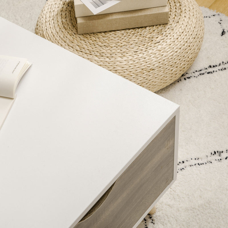 White Rectangular Coffee Table With Storage