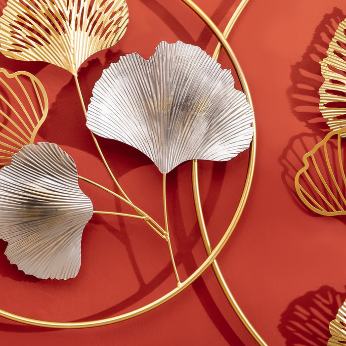 3D Ginkgo Leaves Metal Wall Art: Gold