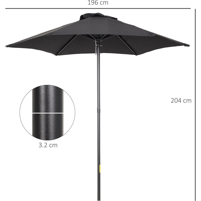 2m Patio Parasol - Outdoor Sun Shade, 6 Ribs Outsunny