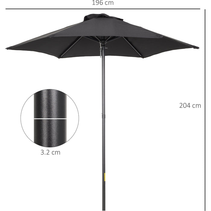 2m Patio Parasol - Outdoor Sun Shade, 6 Ribs